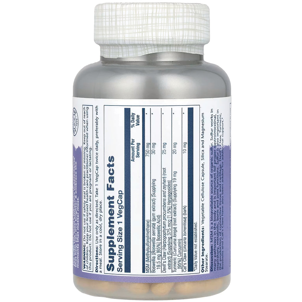 SLR382 | Supplement facts panel and ingredient text on back of silver supplement bottle - Thumbnail