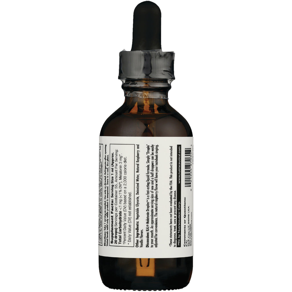Amber glass dropper bottle showing back label with ingredient panel and barcode - Thumbnail