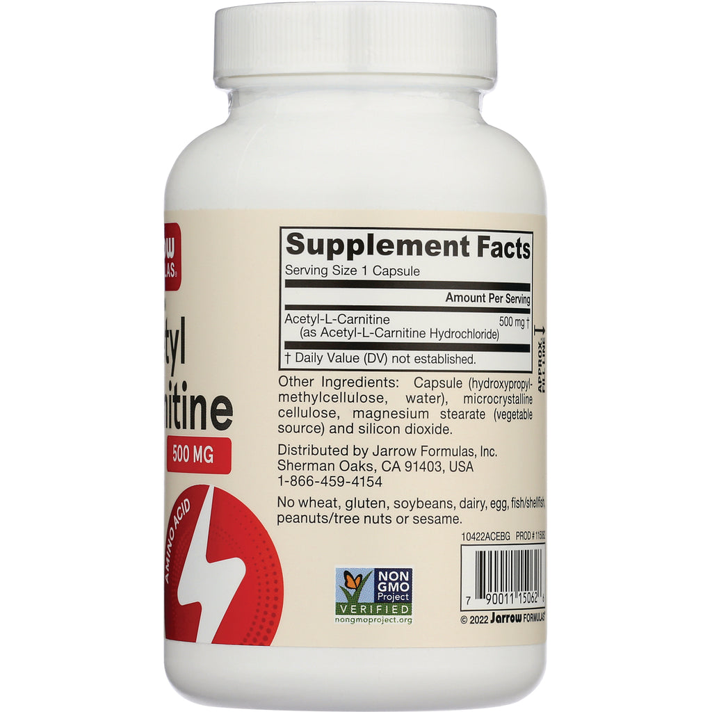 JR352 | back label of supplement bottle showing Supplement Facts, ingredients, Non-GMO seal and barcode - Thumbnail