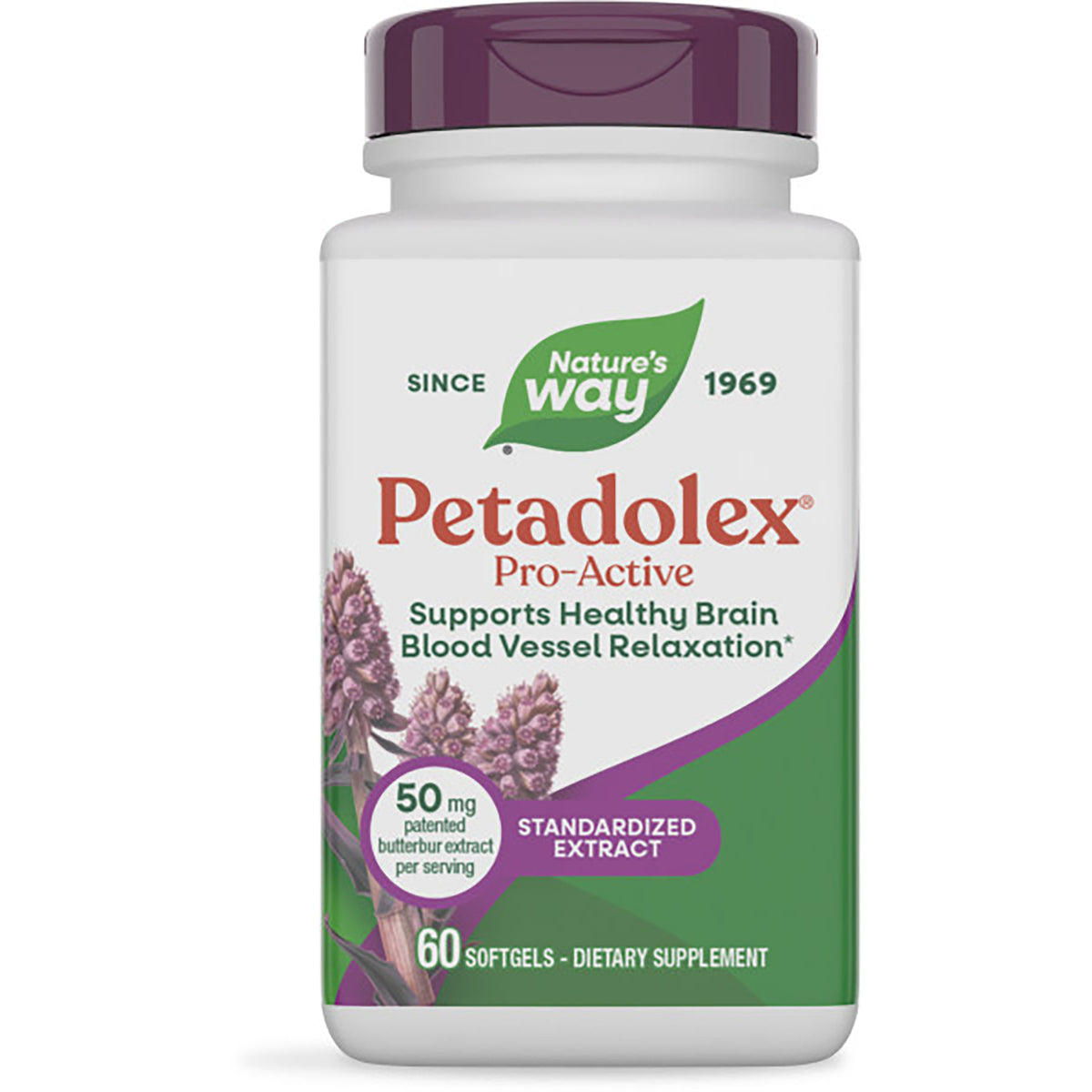 ET304 | Nature's Way PETADOLEX Pro-Active bottle showing front label, 60 softgels dietary supplement