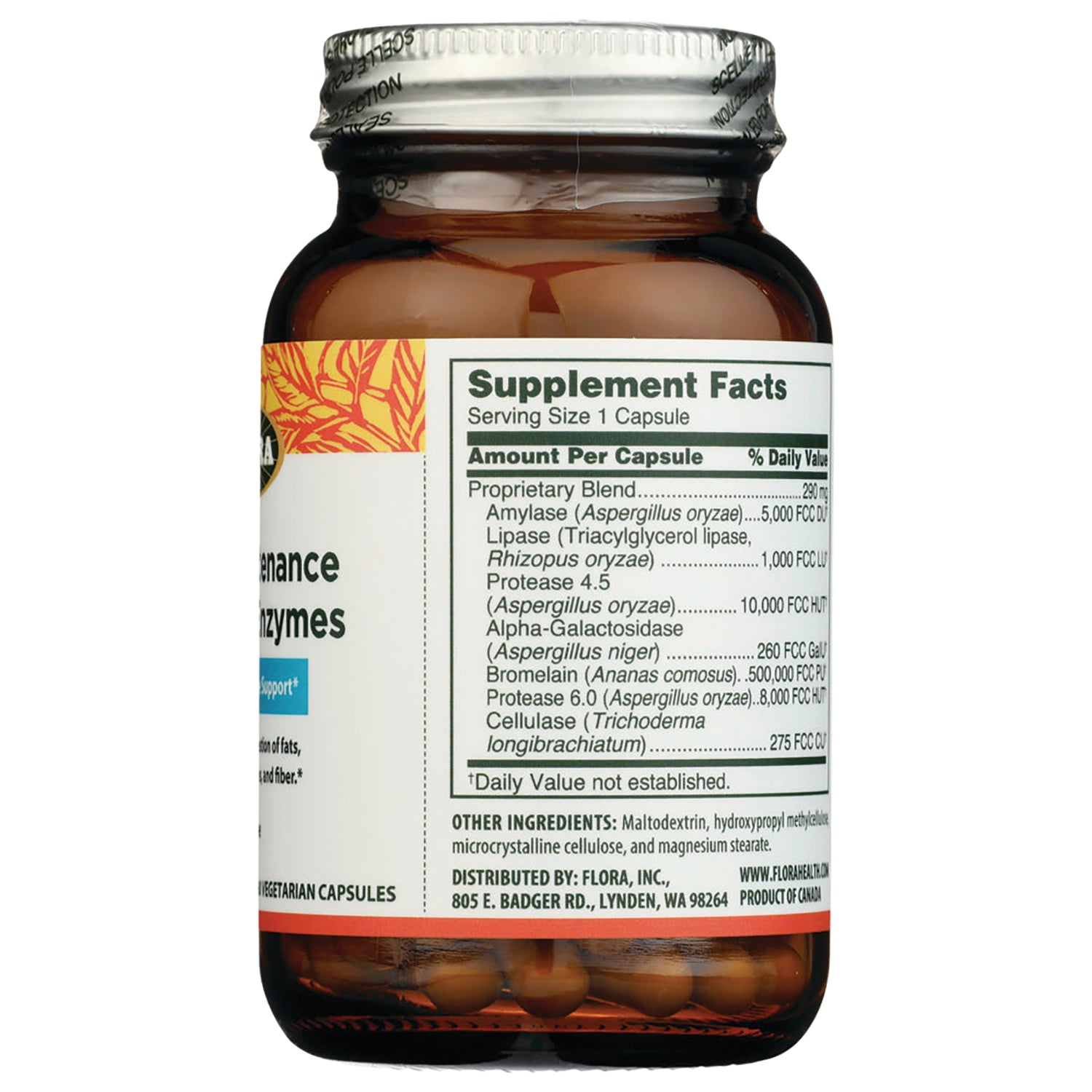 FL111 | bottle back showing Supplement Facts panel and ingredients list, serving size 1 capsule