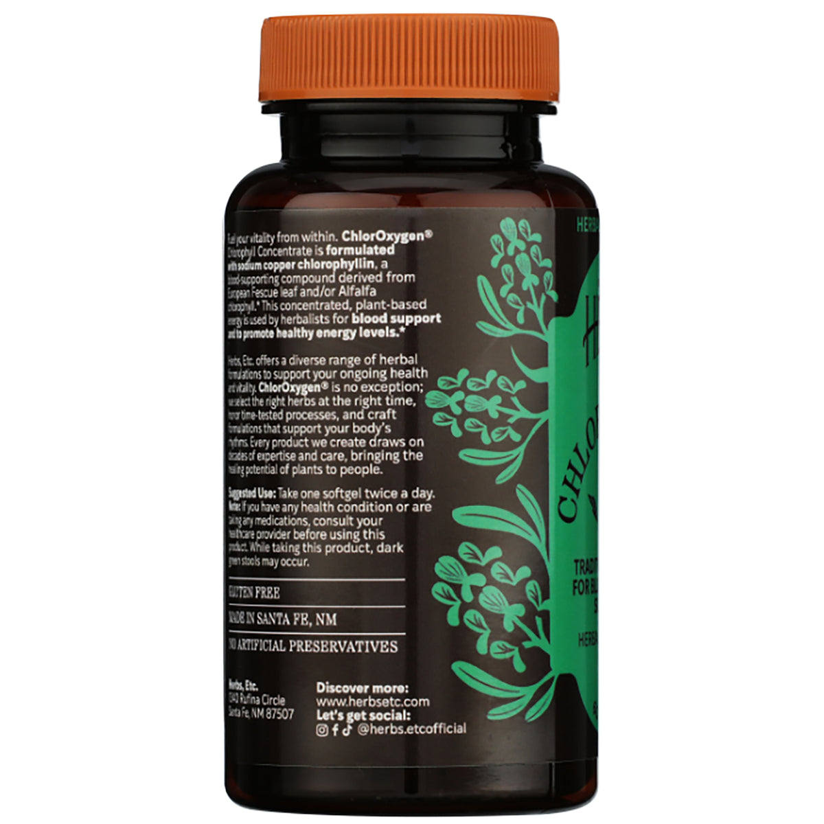 HE102 | Herbal Traditions Chloroxygen softgel supplement bottle, 60 softgels