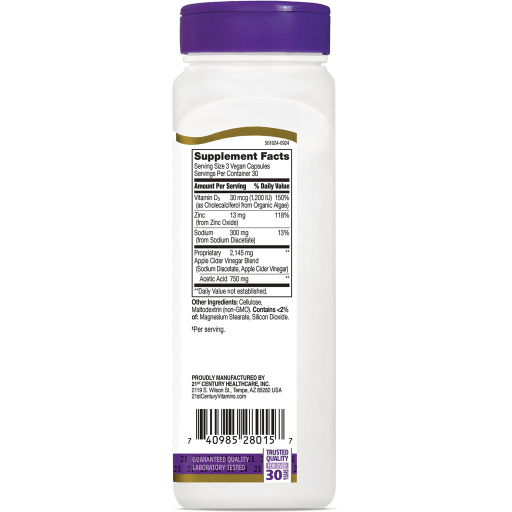 CNT287 | Supplement Facts label showing ingredients, amounts, and barcode on back of white supplement bottle - Thumbnail