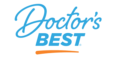 Logo of 'Doctor's Best' with blue text and an orange underline on a white background