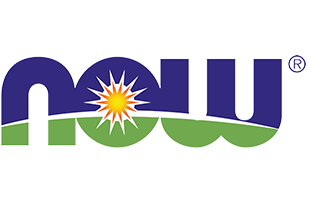 Logo with the word 'NOW' and a sun-like symbol in the center on a white background