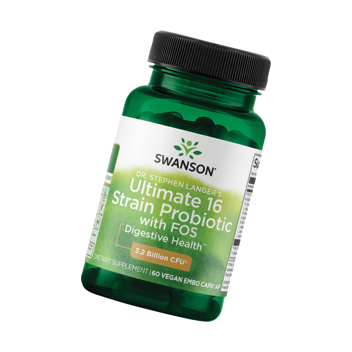 Swanson Ultimate 16 Strain Probiotic bottle on a white background