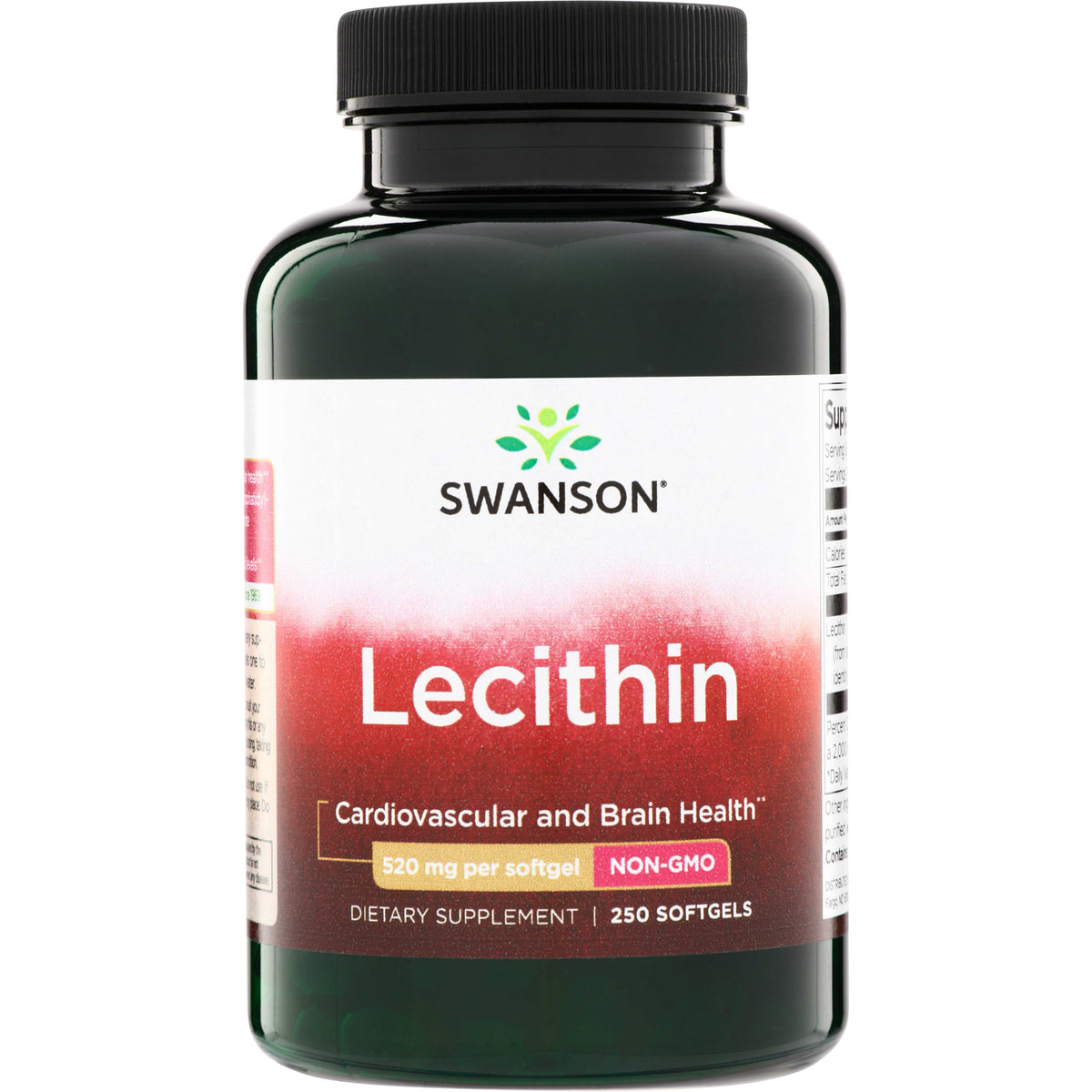 SW1529 | Swanson Lecithin 520 mg per softgel, Non-GMO, 250 softgels bottle front