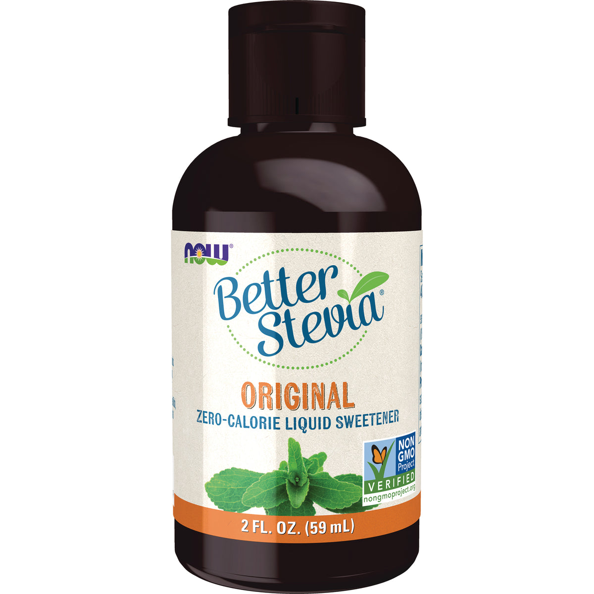 NWF096 | Better Stevia Original zero-calorie liquid sweetener 2 fl oz bottle with Non-GMO Verified label
