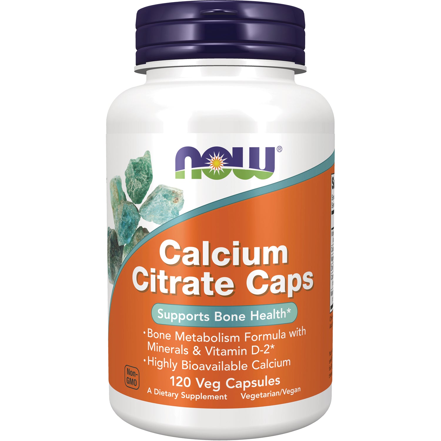 NWF660 | NOW Calcium Citrate Caps bottle front label reading Calcium Citrate Caps and Supports Bone Health, 120 veg capsules