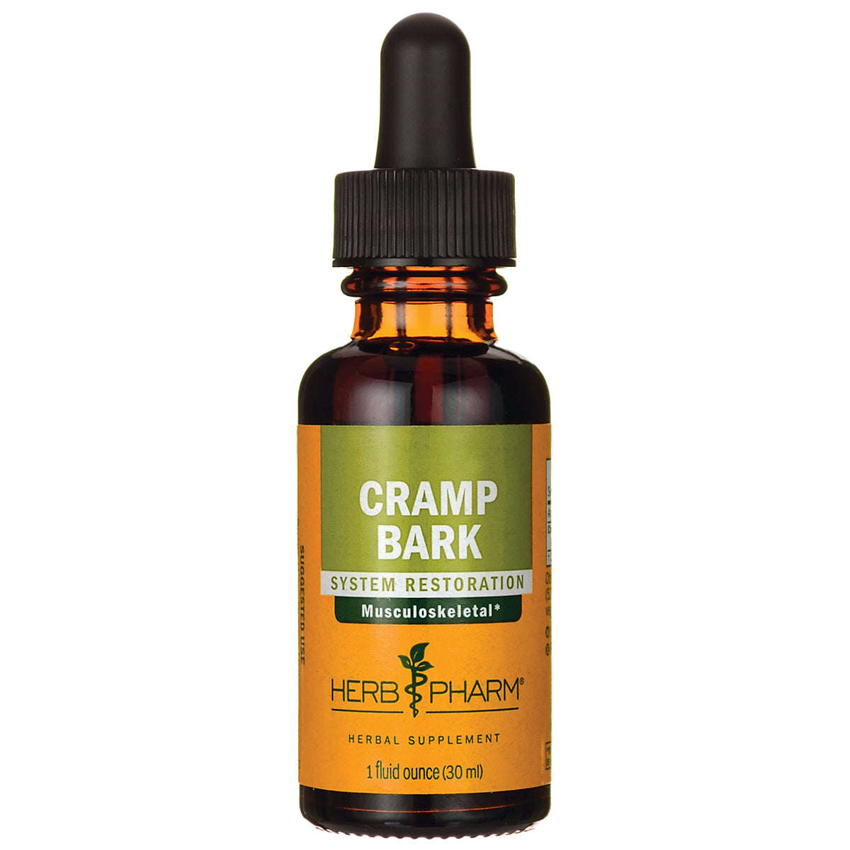HPH103 | Amber dropper bottle labeled CRAMP BARK herbal supplement, 1 fl oz