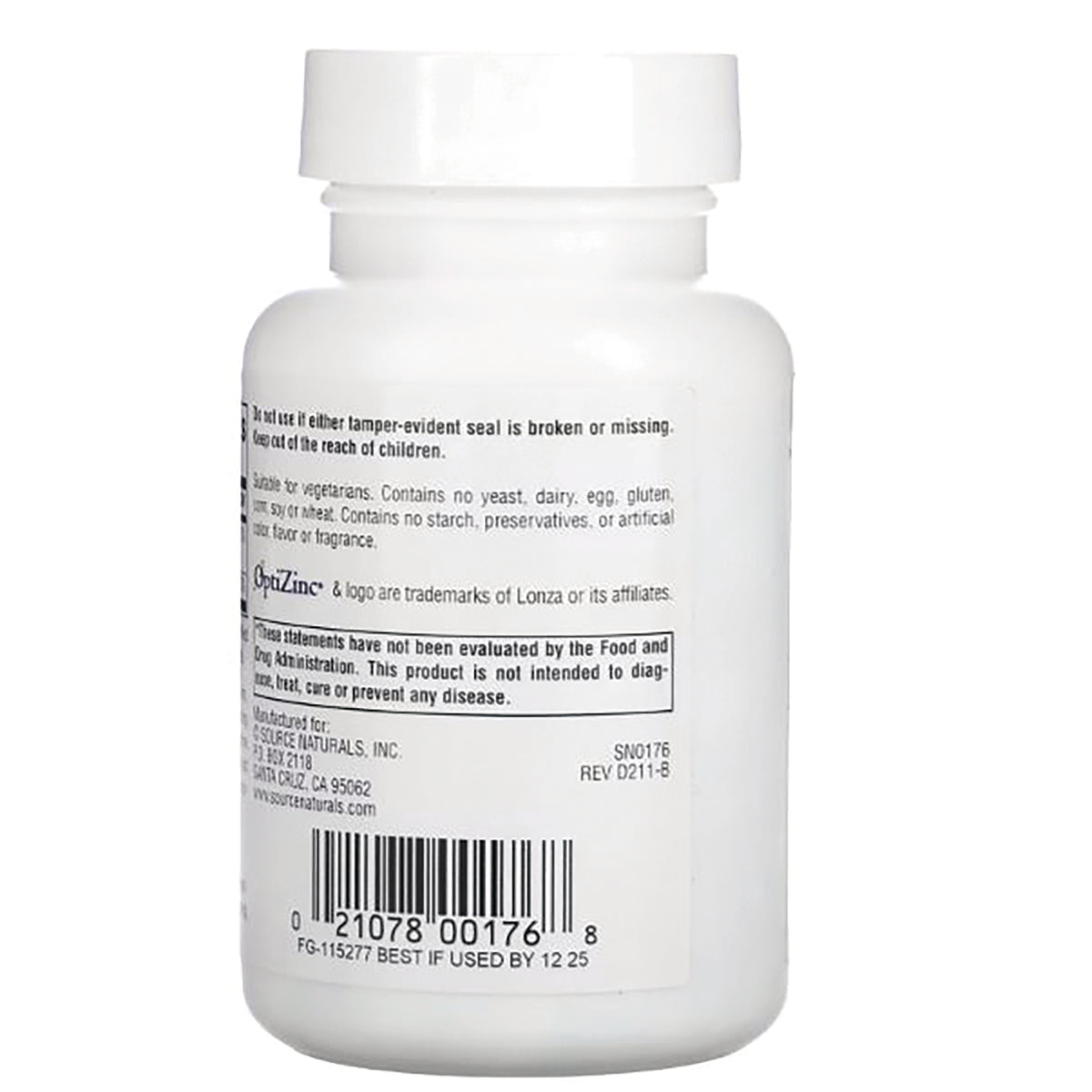 SN651 | Back label of supplement bottle with warnings, manufacturer info, and barcode