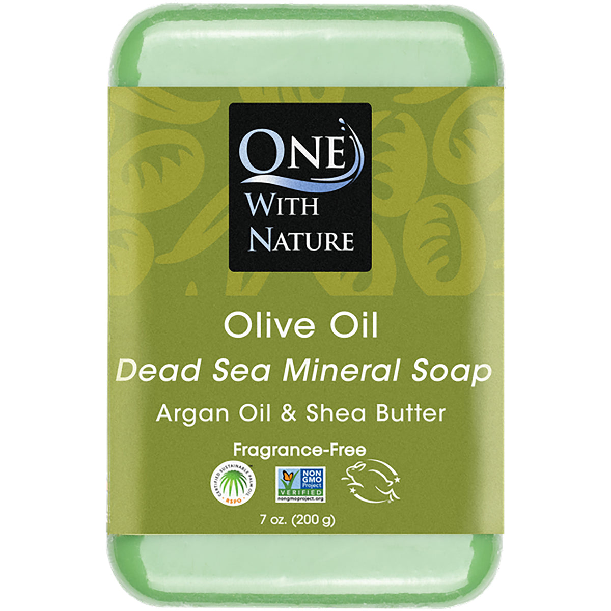 OWN007 | One With Nature Olive Oil Dead Sea Mineral Soap bar, argan oil and shea butter, fragrance-free, 7 oz