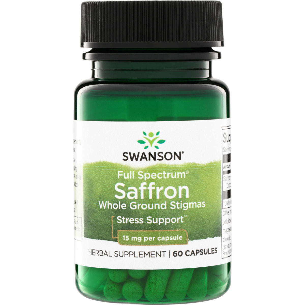 SW1370 | Swanson Full Spectrum Saffron Whole Ground Stigmas, Stress Support, 15 mg per capsule, 60 capsules