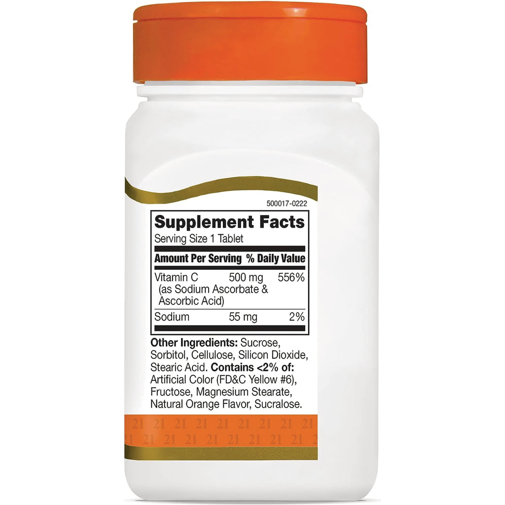 CNT177 | Back of white supplement bottle showing Supplement Facts panel listing Vitamin C 500 mg and other ingredients - Thumbnail