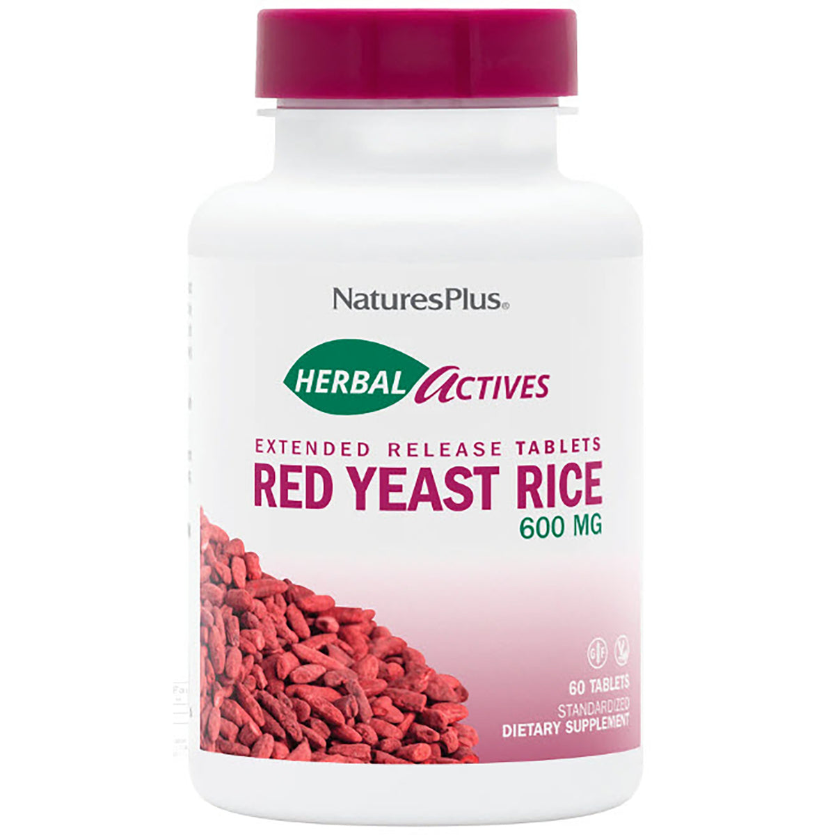 NTP308 | Natures Plus Red Yeast Rice 600 mg extended release bottle, vegetarian 60 tablets