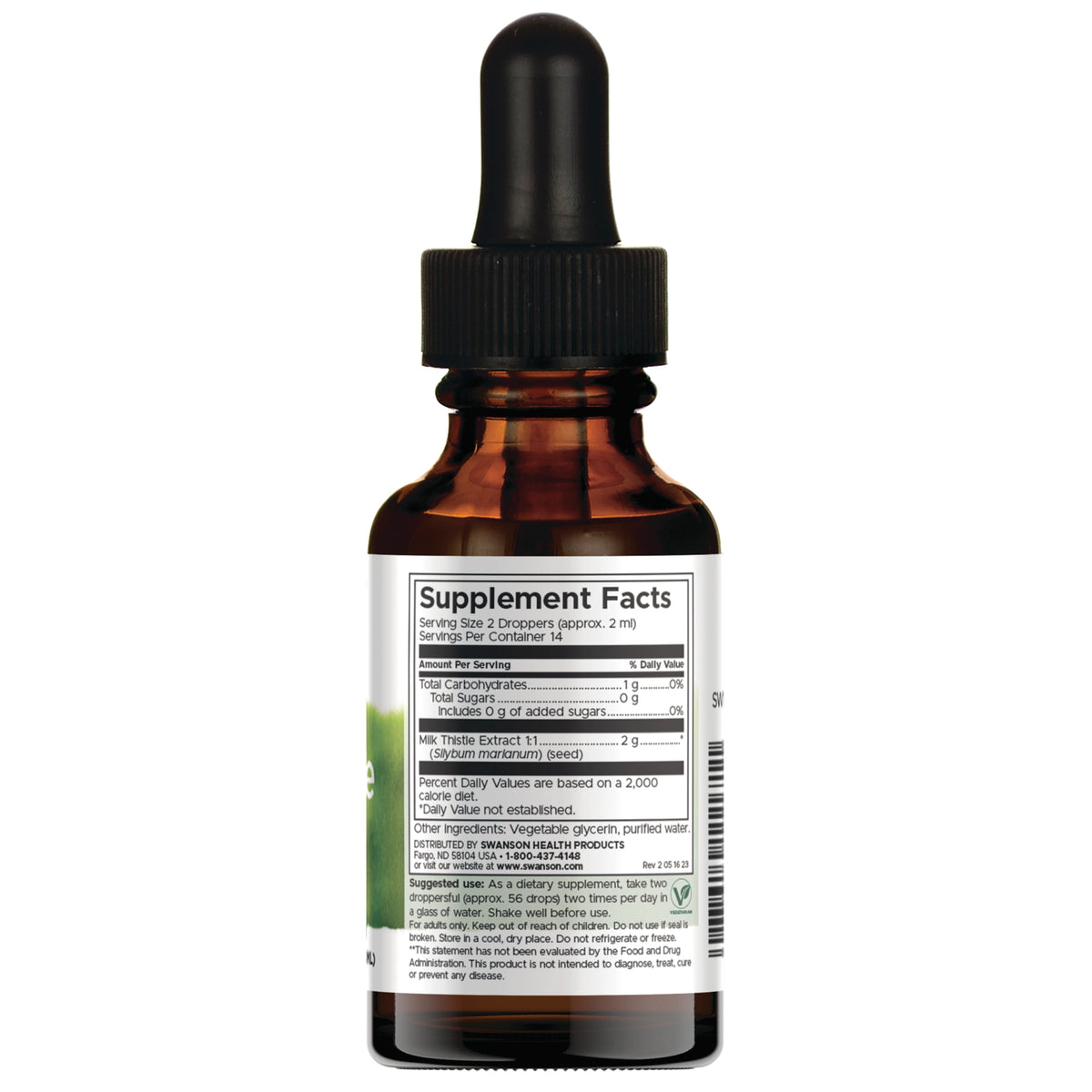 SW1171 | Supplement Facts for milk thistle liquid