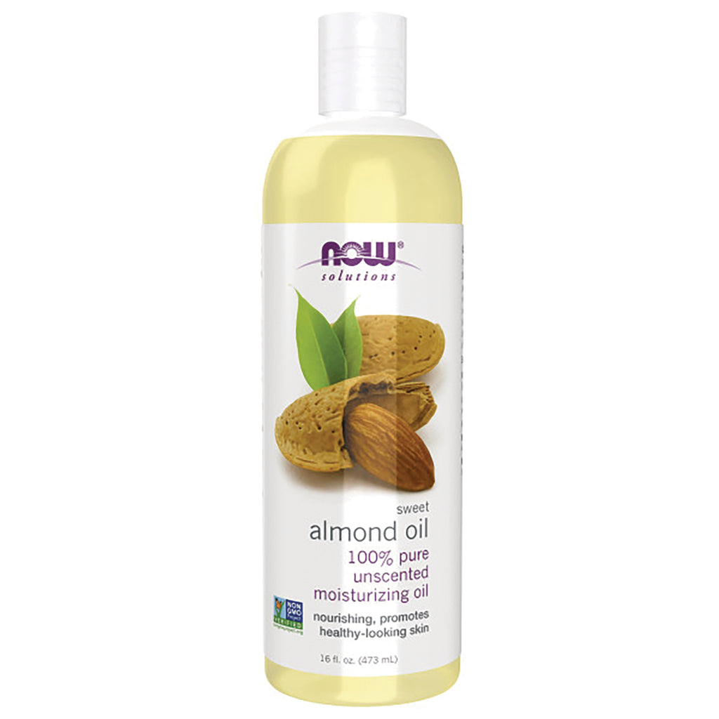 NWF017 | NOW Solutions sweet almond oil 16 fl oz bottle labeled 100% pure unscented moisturizing oil - Thumbnail
