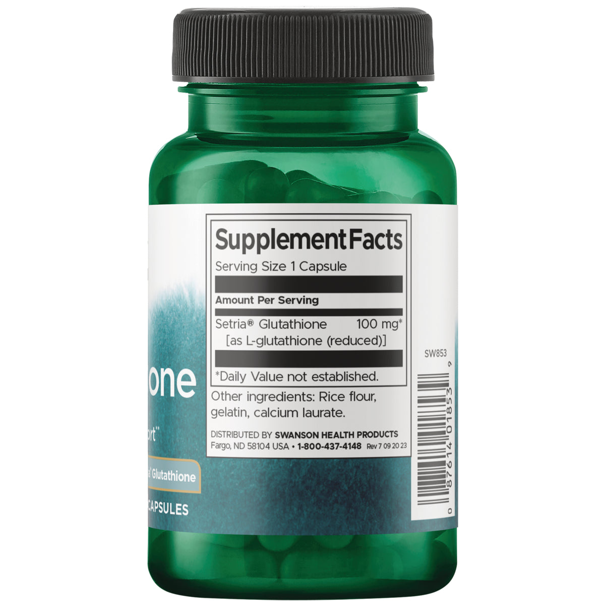 SW853 | Back label with supplement facts and serving information