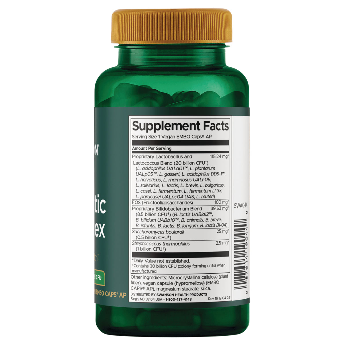 SWA044 | Back label with Supplement Facts