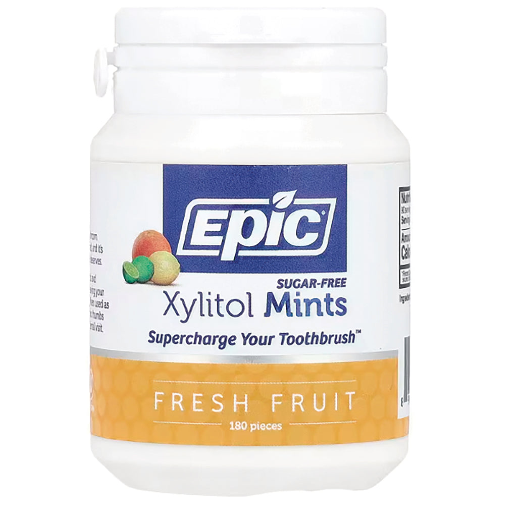 EPI009 | Epic Xylitol Mints Fresh Fruit white jar, sugar-free, 180 pieces - Thumbnail