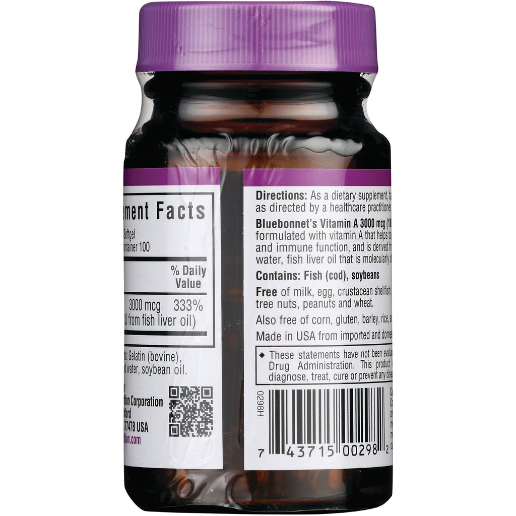 BLU121 | Back label of brown supplement bottle showing directions, contains statement, nutrition facts and barcode - Thumbnail