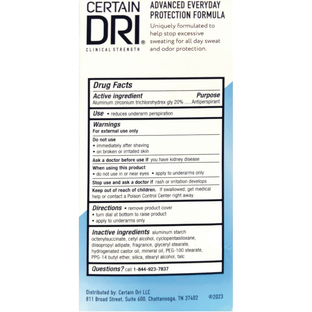 DSE007 | Back panel showing Drug Facts with active ingredient aluminum zirconium trichlorohydrex gly 20% warnings and directions - Thumbnail