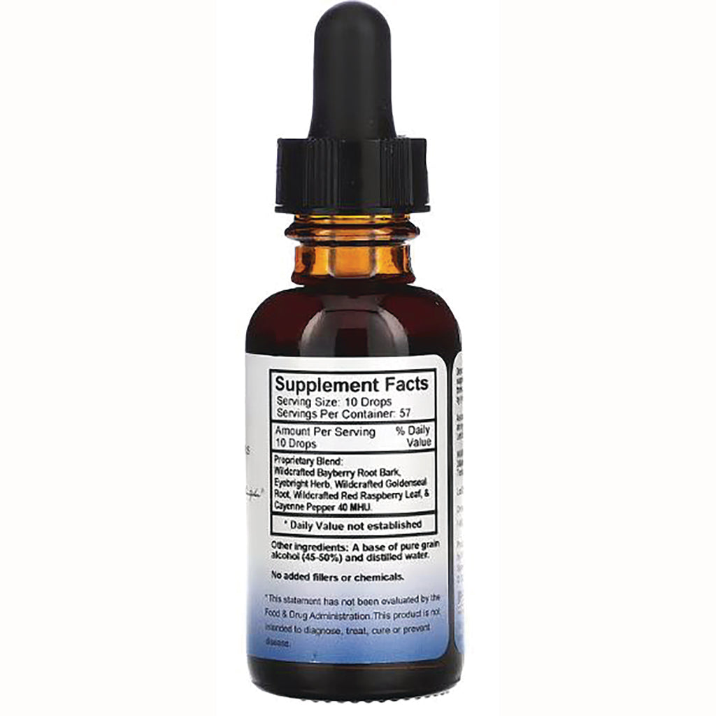 DCR060 | amber dropper bottle back showing Supplement Facts label and ingredient information - Thumbnail