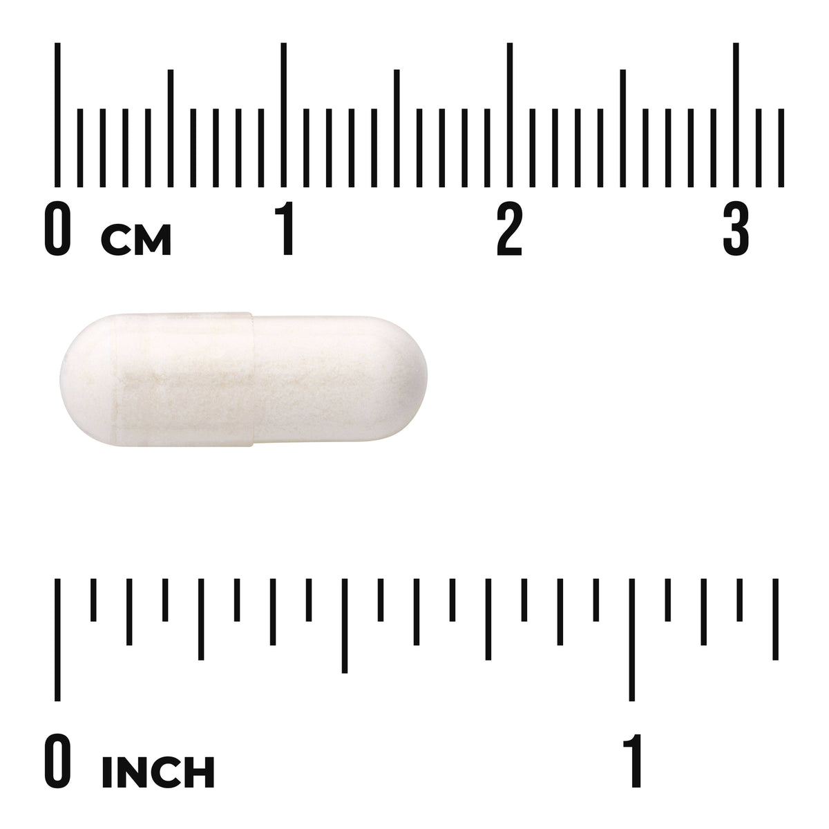SW1210 | White capsule shown with rulers marked 03 cm and 01 inch