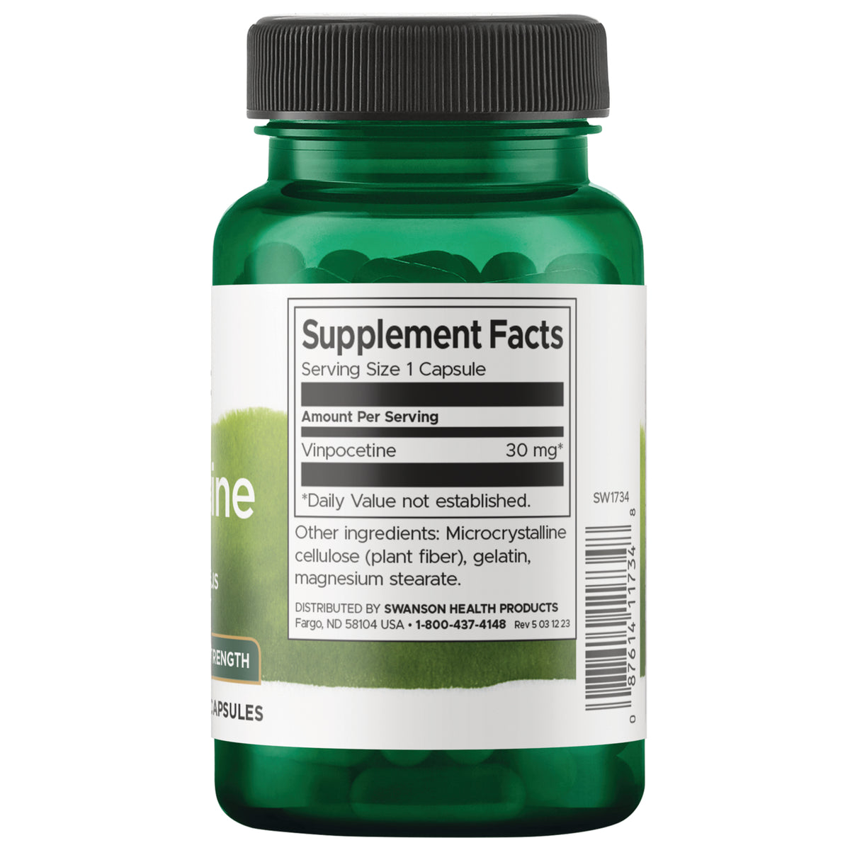 SW1734 | Back label with Supplement Facts