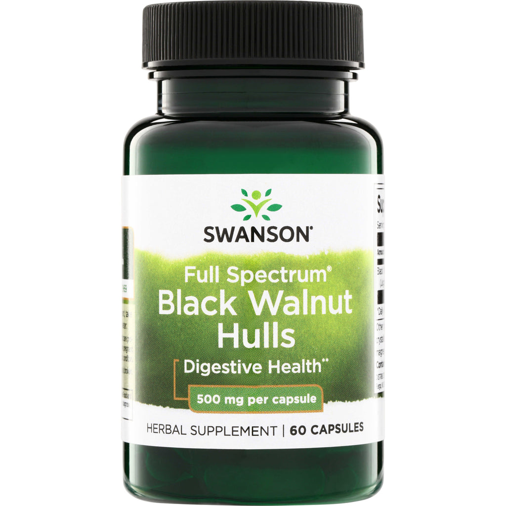 SW1362 | Swanson Full Spectrum Black Walnut Hulls supplement, Digestive Health, 500 mg per capsule, 60 capsules - Thumbnail