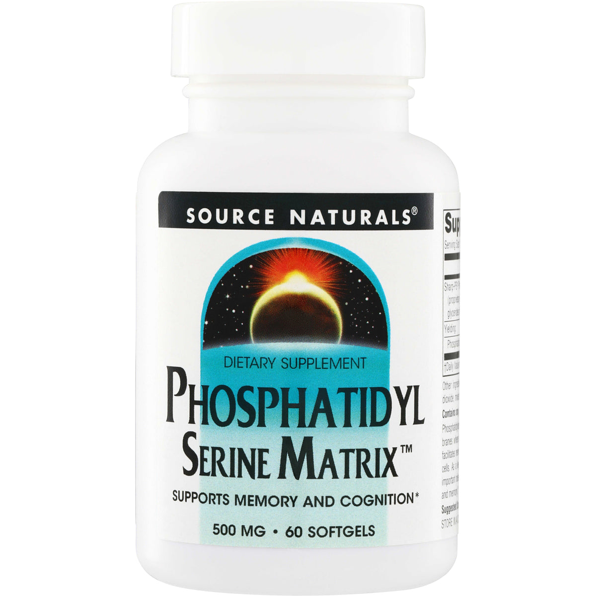 SN128 | Source Naturals Phosphatidyl Serine Matrix dietary supplement, 500 mg, 60 softgels