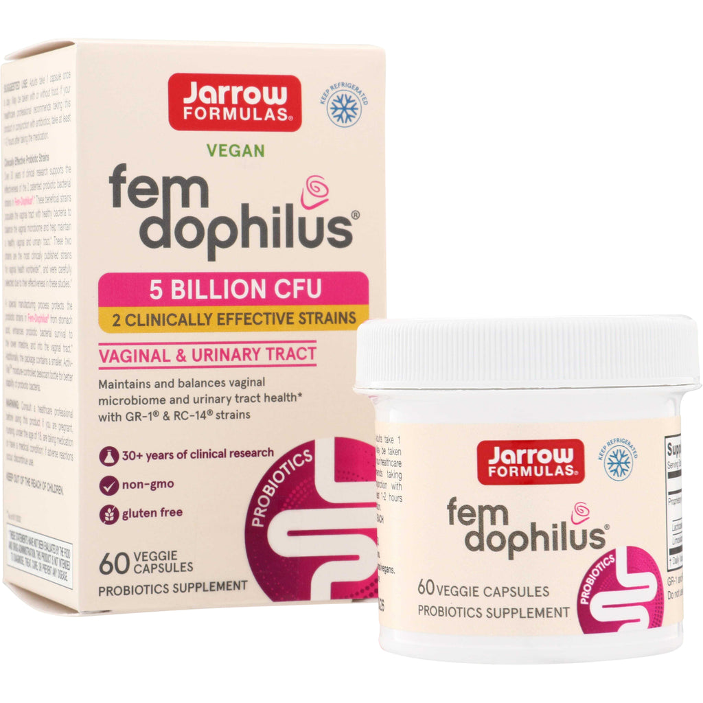 JR180 | Jarrow Formulas Fem-Dophilus vegan probiotic supplement, 5 billion CFU, 60 veggie capsules - Thumbnail