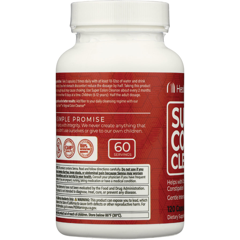 HP011 | back label of red supplement bottle showing 60 servings badge and warning and usage text - Thumbnail