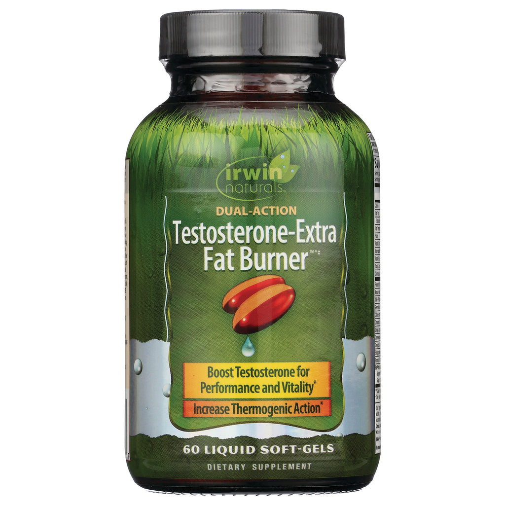 IR158 | Irwin Naturals Testosterone-Extra Fat Burner green bottle with front label, 60 liquid soft-gels - Thumbnail