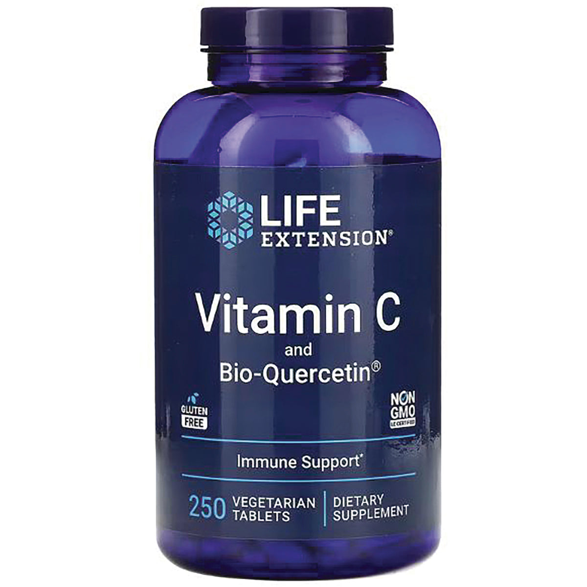 LE458 | Life Extension Vitamin C and Bio-Quercetin bottle, 250 vegetarian tablets for immune support