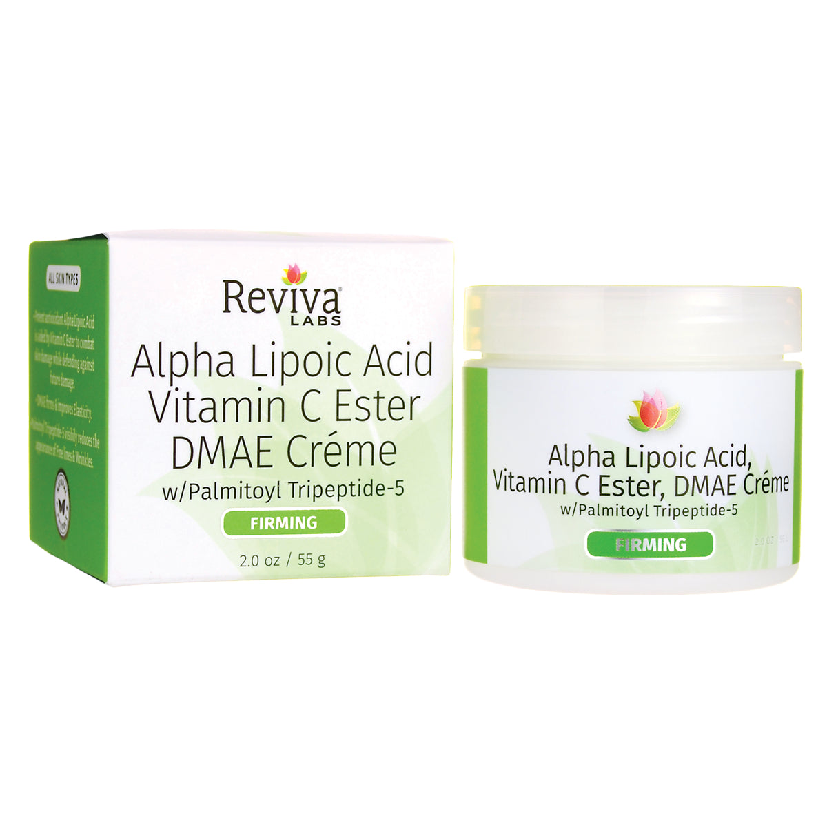 RV024 | Reviva Labs Alpha Lipoic Acid Vitamin C Ester DMAE Crme firming jar and box