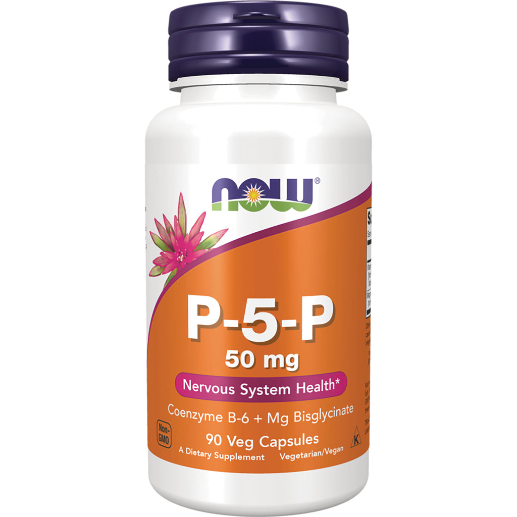 NWF1371 | NOW P-5-P 50 mg supplement bottle front label, Nervous System Health, 90 Veg Capsules - Thumbnail