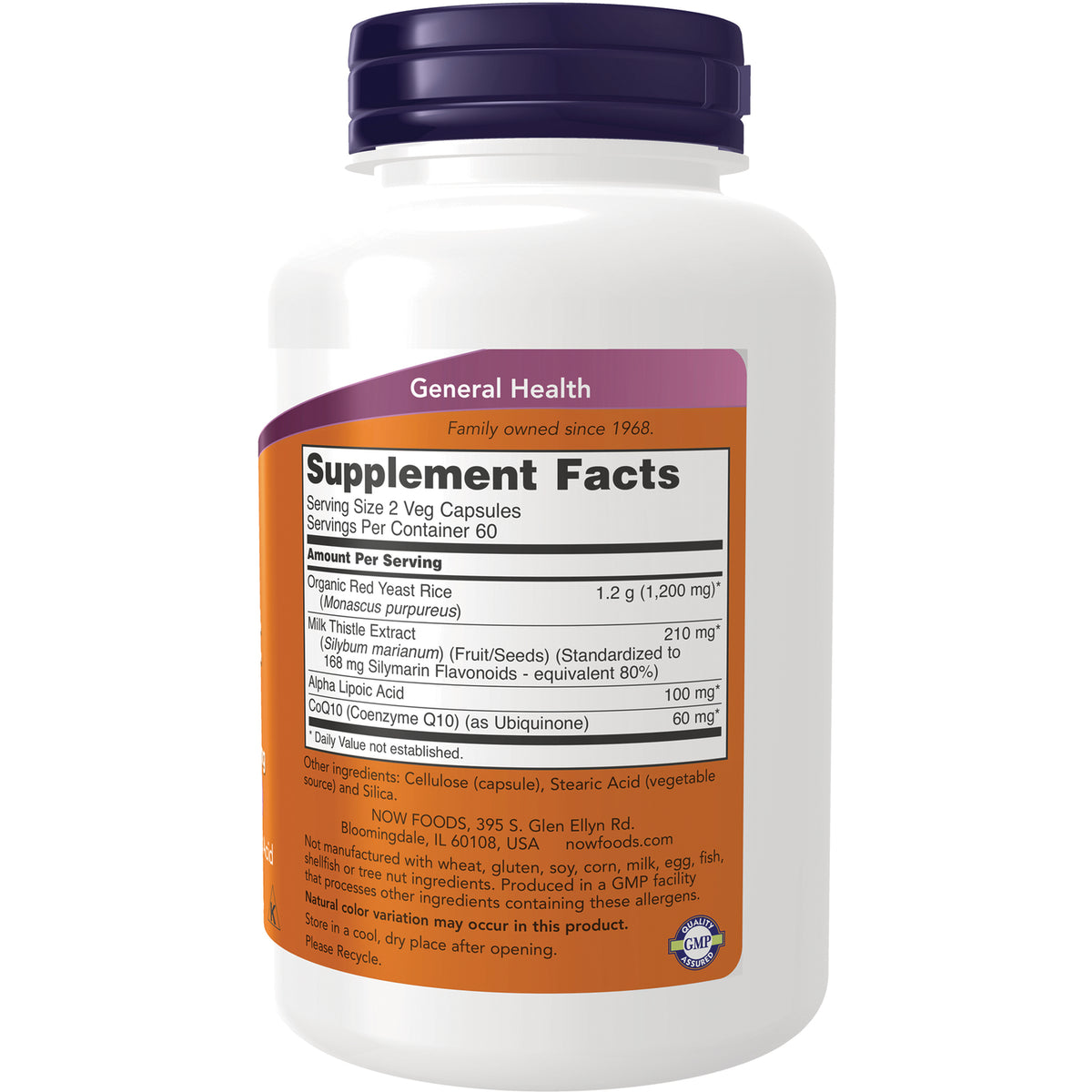NWF347 | back of white supplement bottle showing Supplement Facts label with serving size and ingredient amounts