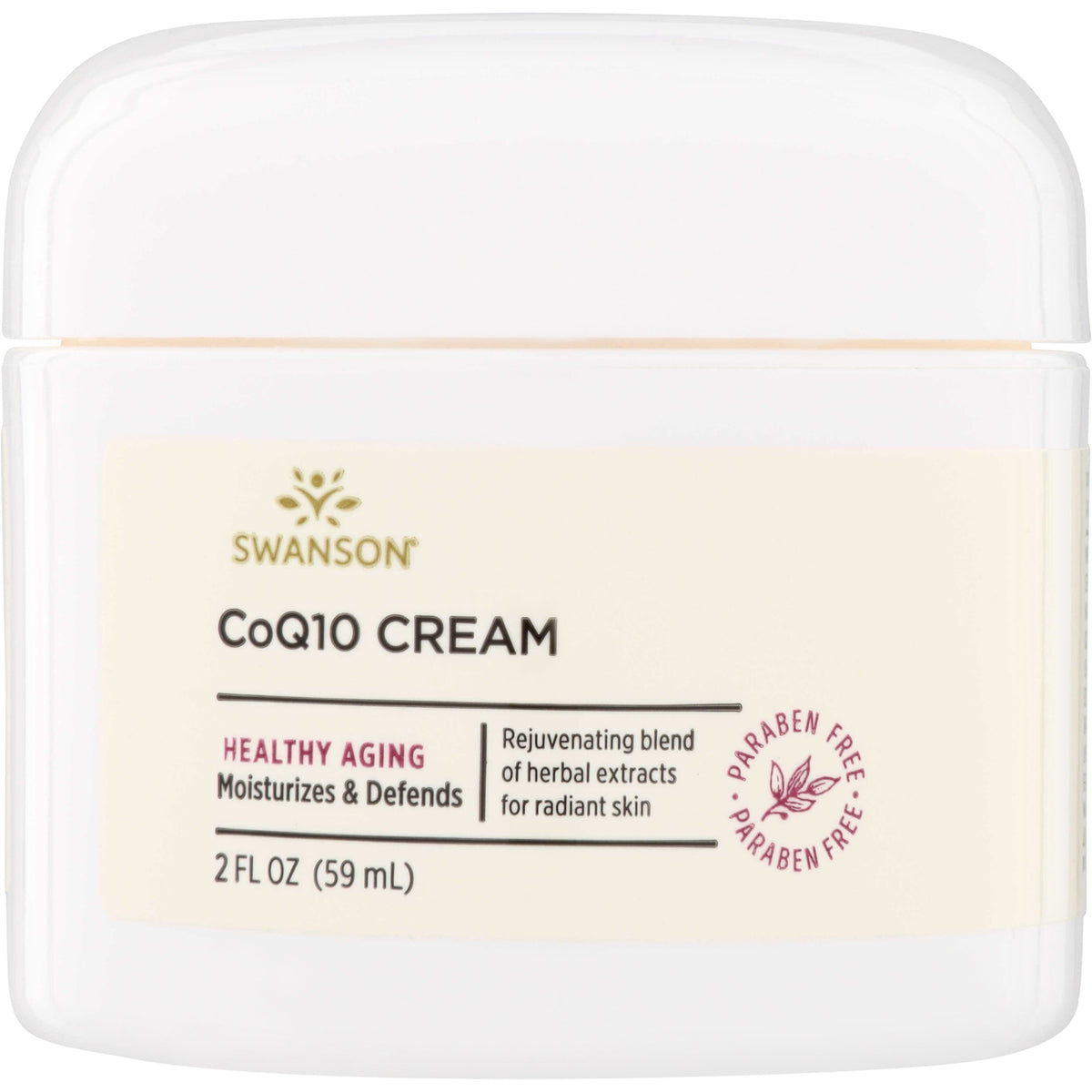 SW1462 | Swanson CoQ10 Cream jar, Healthy Aging, moisturizes and defends, paraben free, 2 fl oz