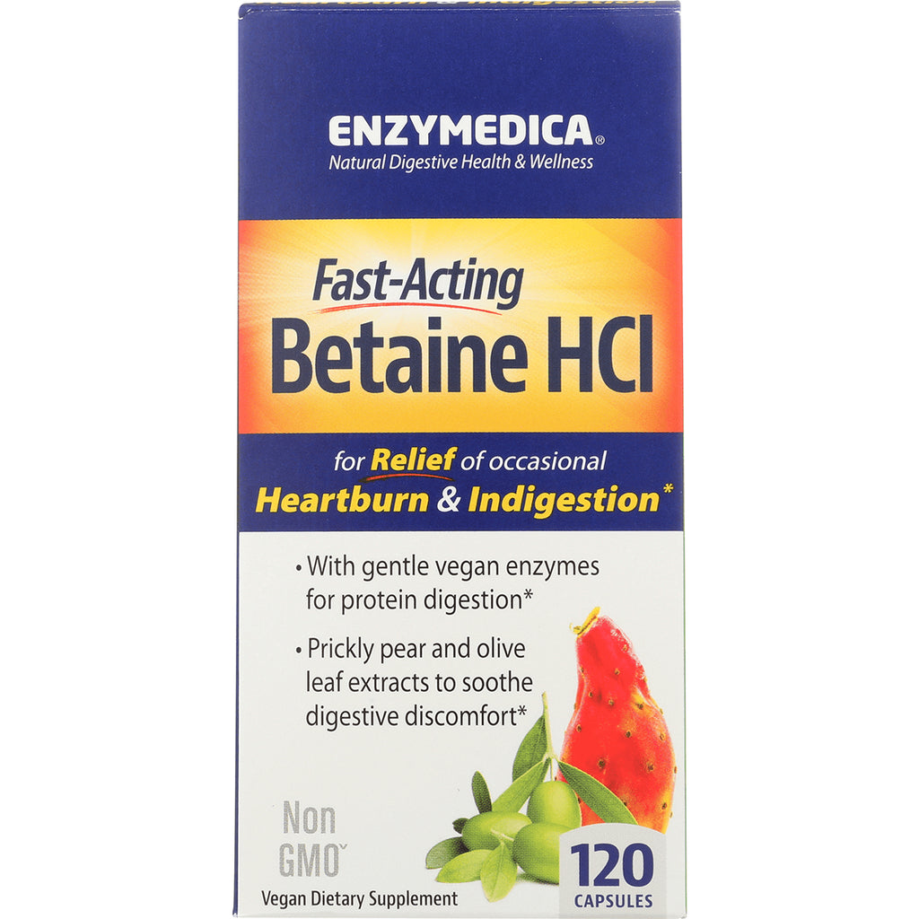 EMD070 | Enzymedica Fast-Acting Betaine HCl supplement box showing product name and 120 capsules - Thumbnail