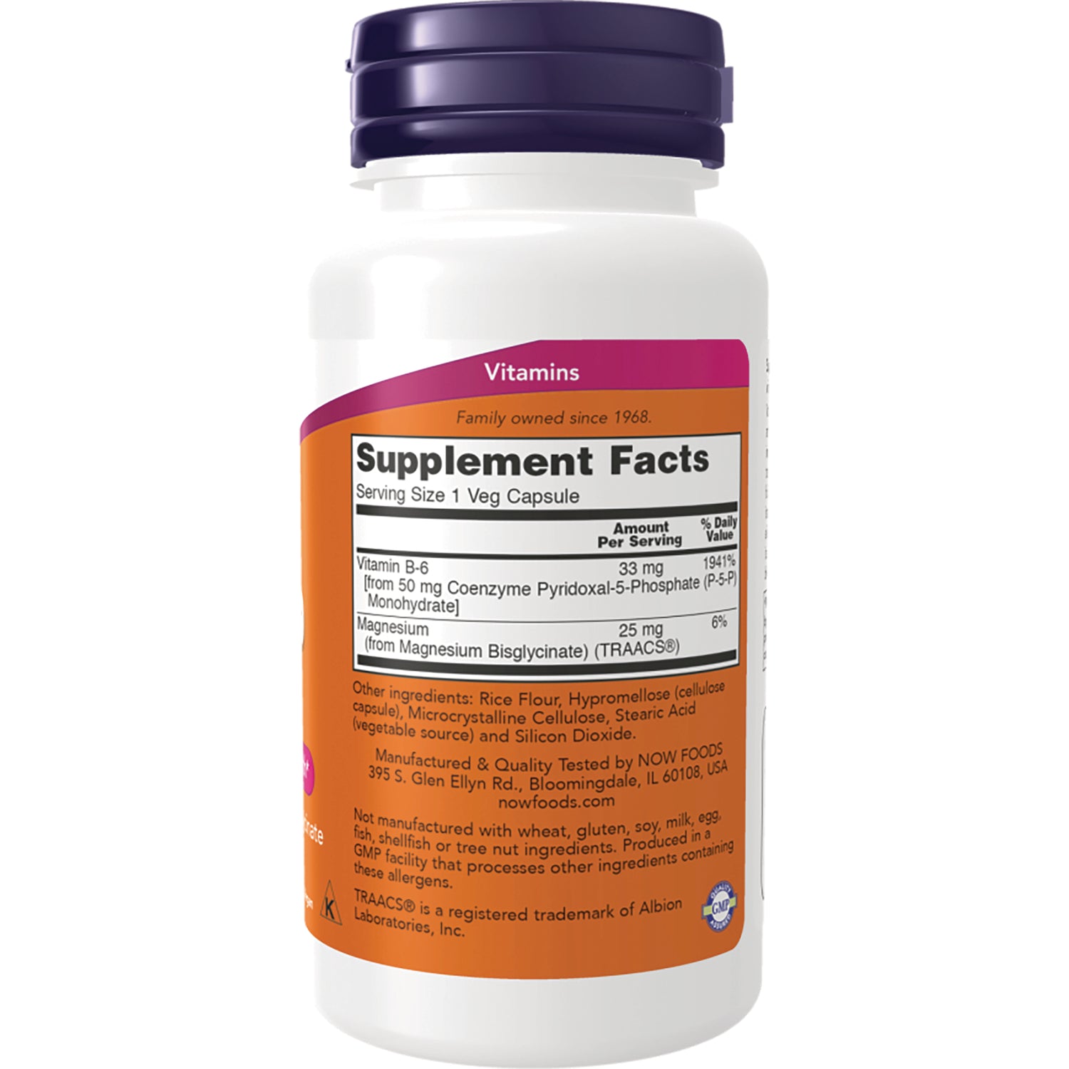 NWF1371 | Back of white supplement bottle showing Supplement Facts panel and ingredient text