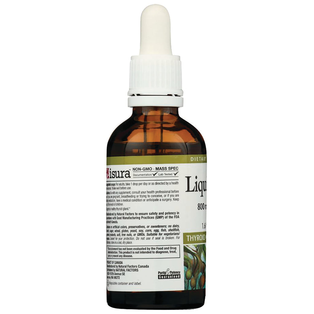 NFC122 | amber glass dropper bottle with white cap and label for thyroid liquid supplement, product text and ingredient panel visible - Thumbnail