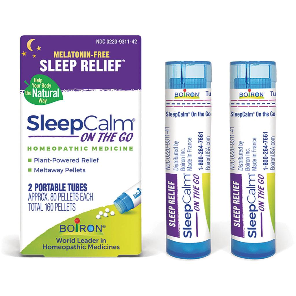 BRN129 | SleepCalm On The Go homeopathic sleep relief box and two portable tubes, melatonin-free meltaway pellets - Thumbnail