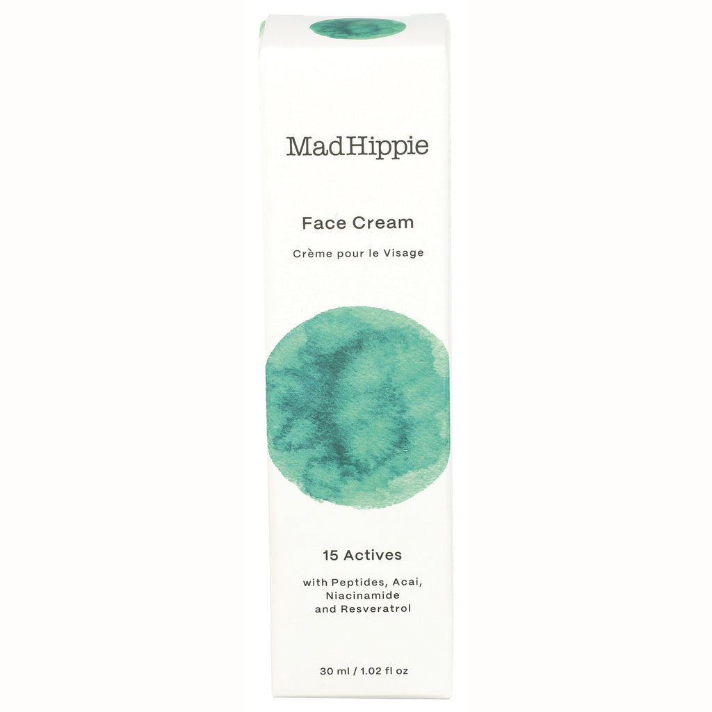 HIP004 | MadHippie Face Cream box with green watercolor circle and product text 30 ml - Thumbnail