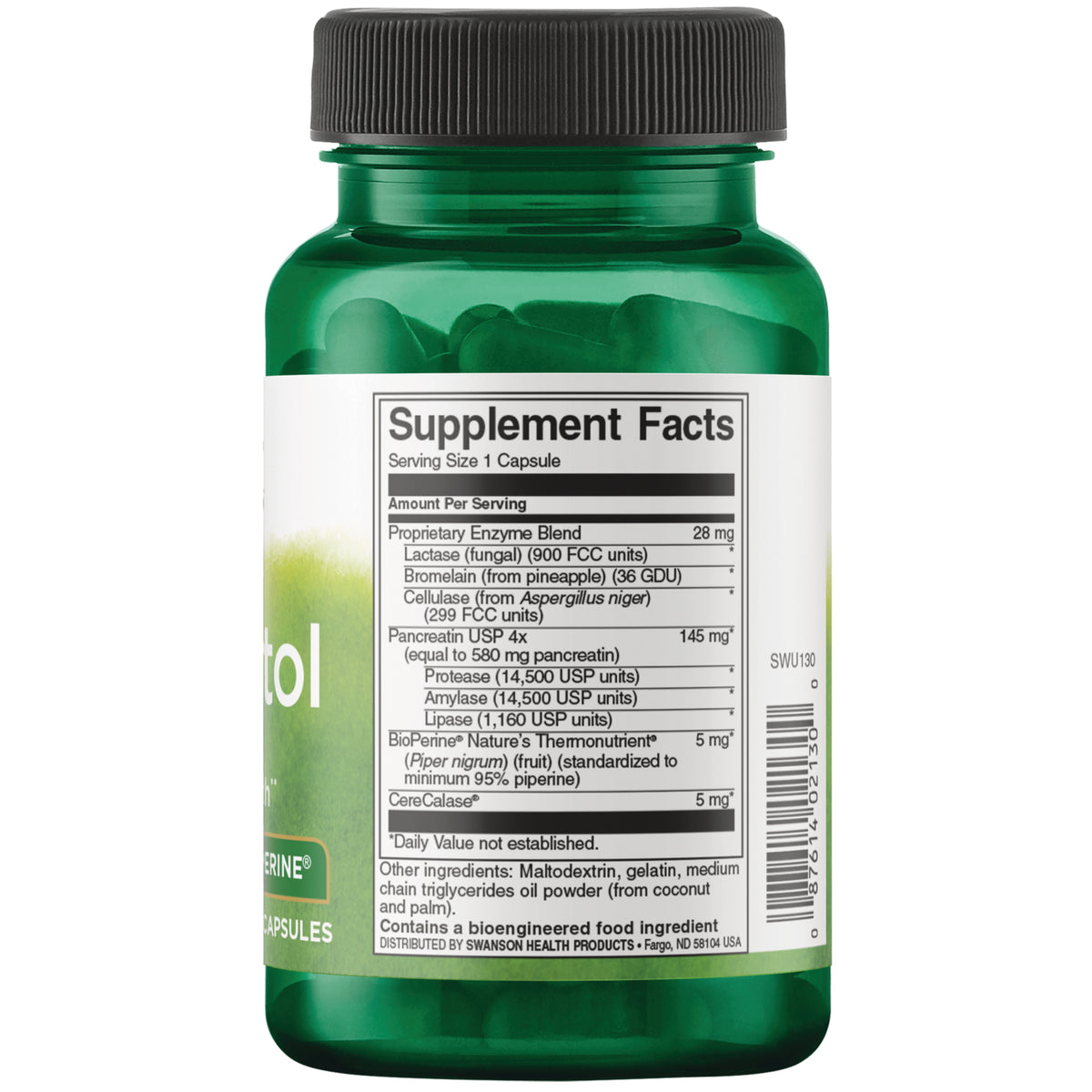 SWU130 | Back label with Supplement Facts