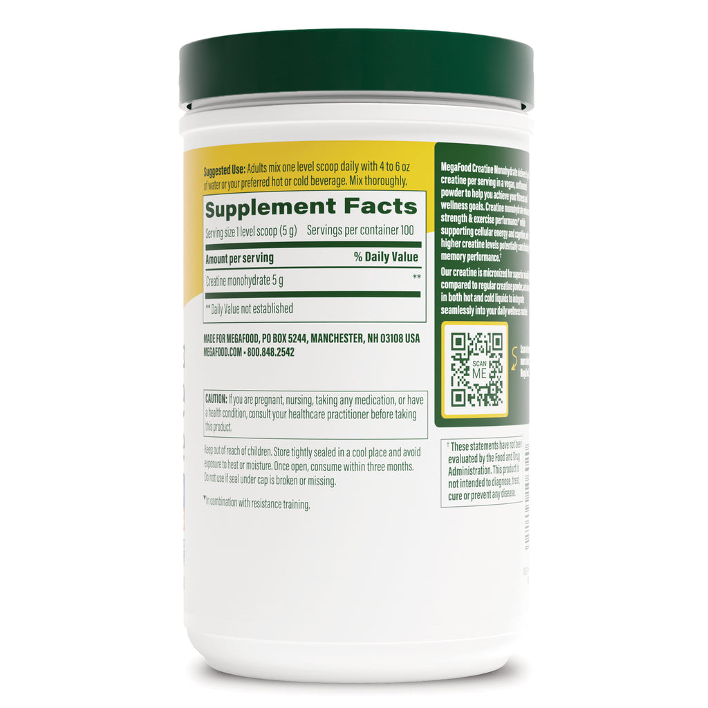 MGF148 | Back of white supplement tub showing Supplement Facts panel, caution text and QR code - Thumbnail