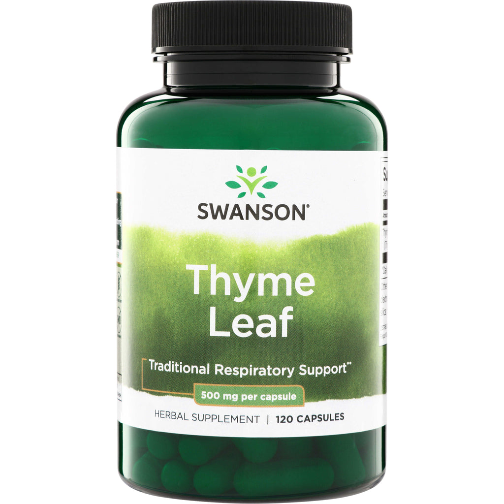SW1062 | Swanson Thyme Leaf herbal supplement, 500 mg per capsule, 120 capsules - Thumbnail