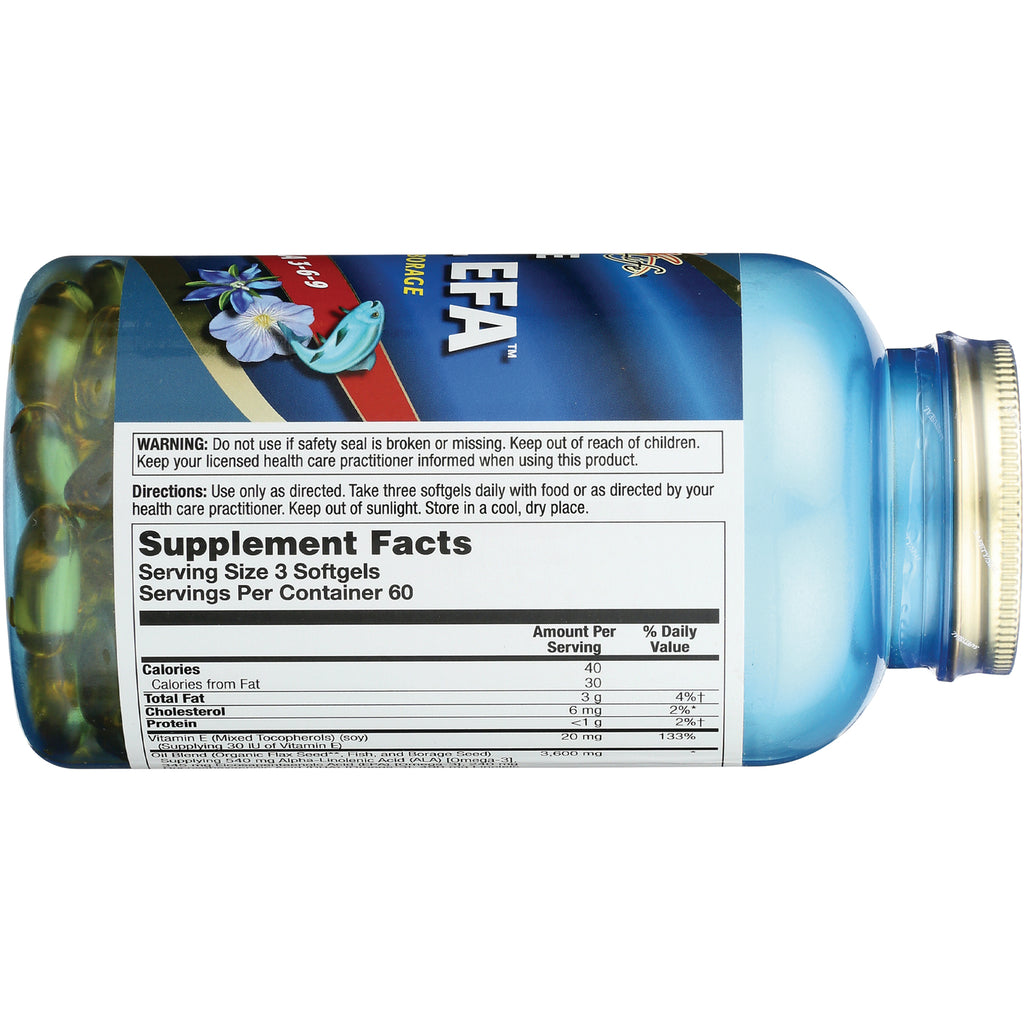 HS029 | back label showing Supplement Facts, directions, warning and nutrition panel on blue softgel bottle - Thumbnail