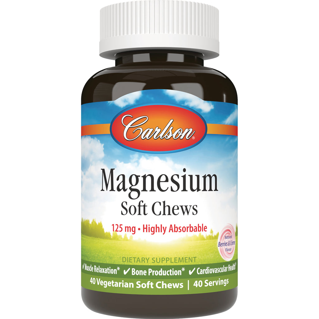 CSN310 | Carlson Magnesium Soft Chews 125 mg Highly Absorbable, 40 Vegetarian Soft Chews - Thumbnail