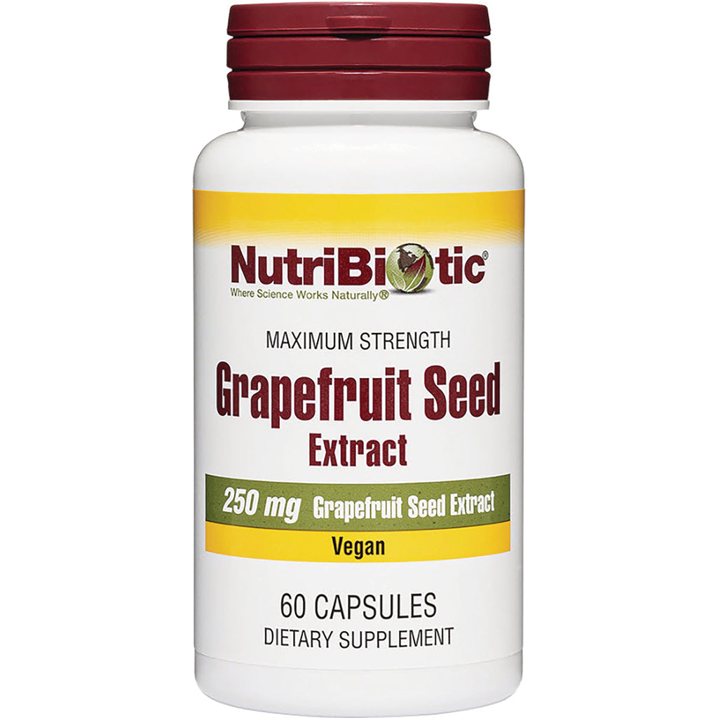 NUB014 | NutriBiotic Grapefruit Seed Extract 250 mg vegan 60 capsules front label - Thumbnail